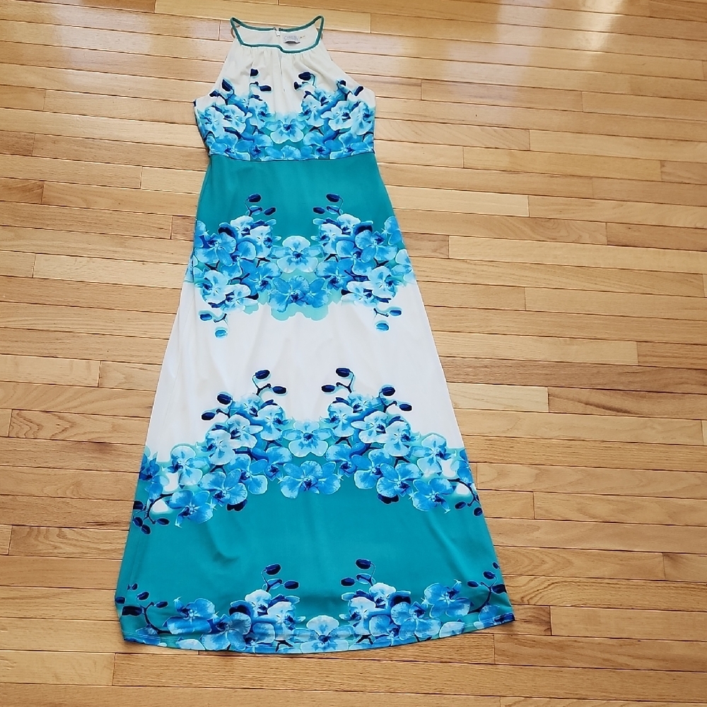 Christin Michael's Blue and White Floral Maxi Dress